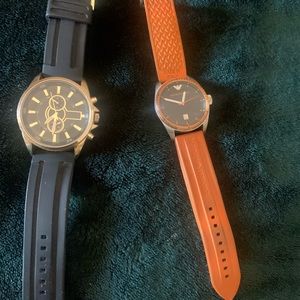 Armani orange watch and black nice watch don’t know brand